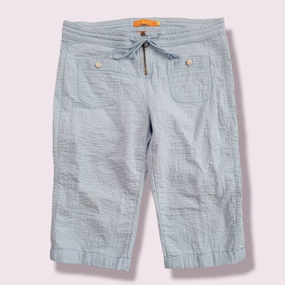 Apollo Jeans Textured Baby Blue Capris 13/14
